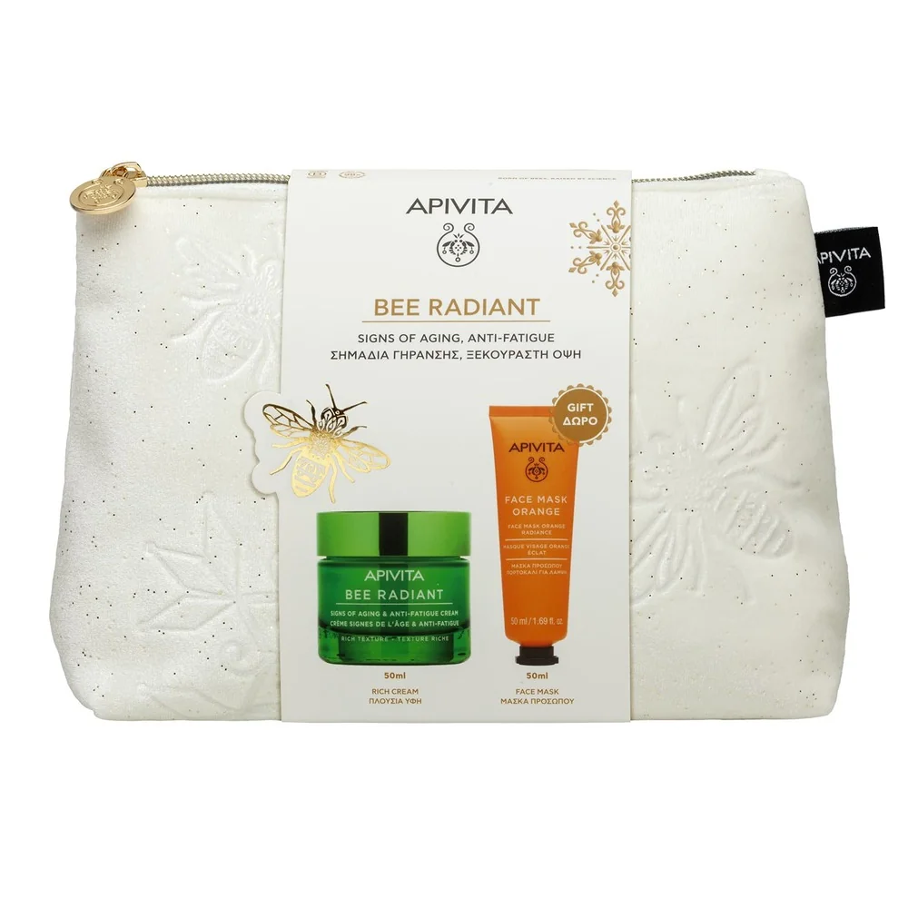 Apivita Bee Radiant Cofanetto 2025 Crema Segni dell'età e Anti-Fatica - Texture Ricca + Maschera Illuminante