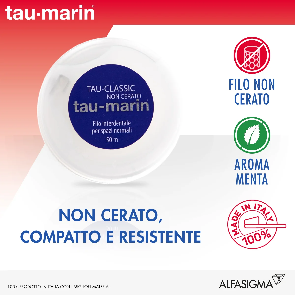 Tau-marin Tau Classic Filo Interdentale Non Cerato 50 m Pulizia e freschezza