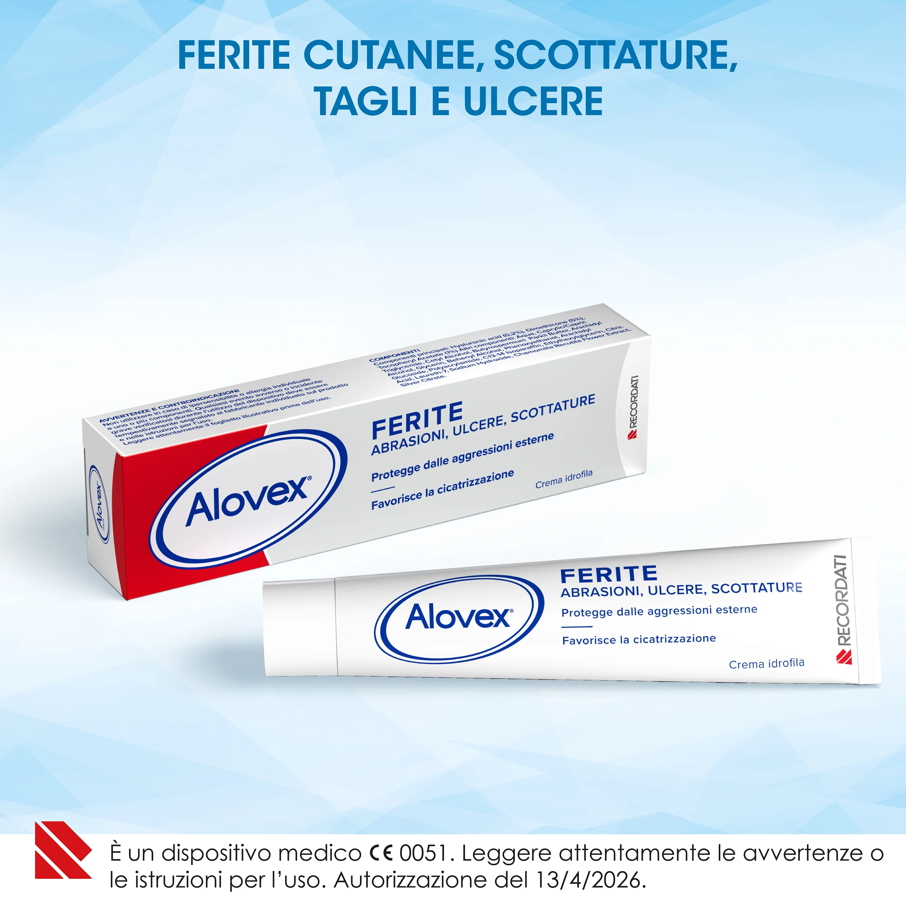 Alovex Ferite Crema Idrofila Abrasioni Ustioni Ulcere 30 ml