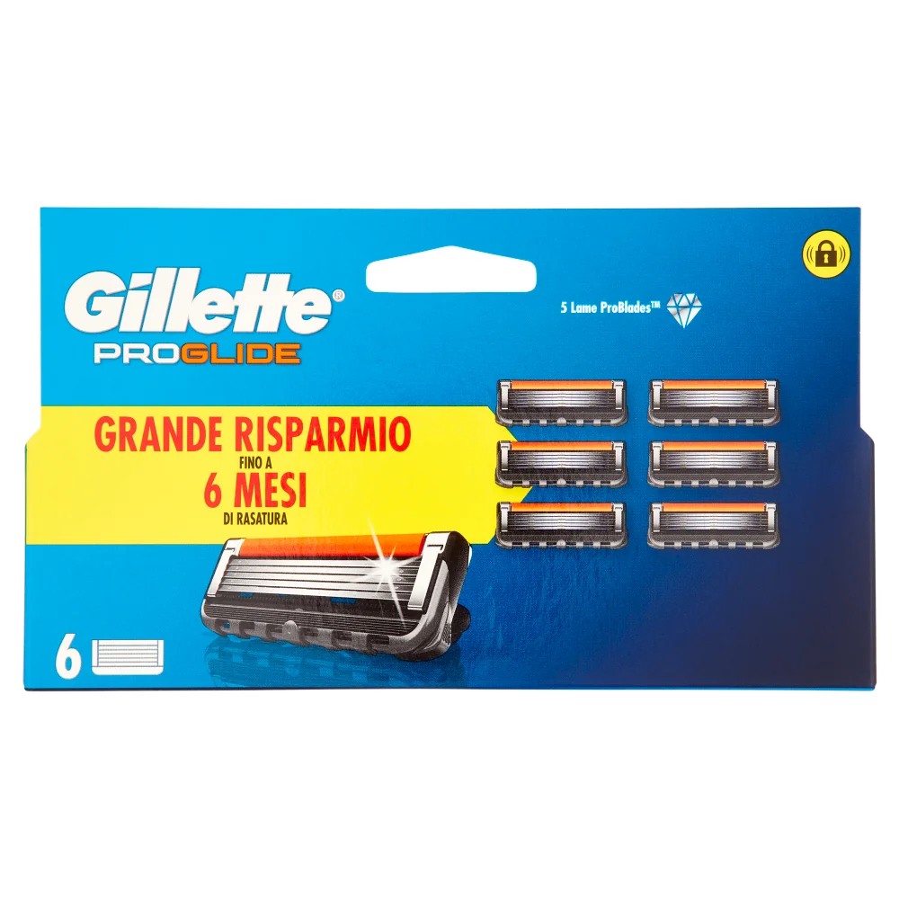 Gillette Proglide Lame di Ricambio 6Pz Lame di Ricambio per Rasatura Pelle Sensibile