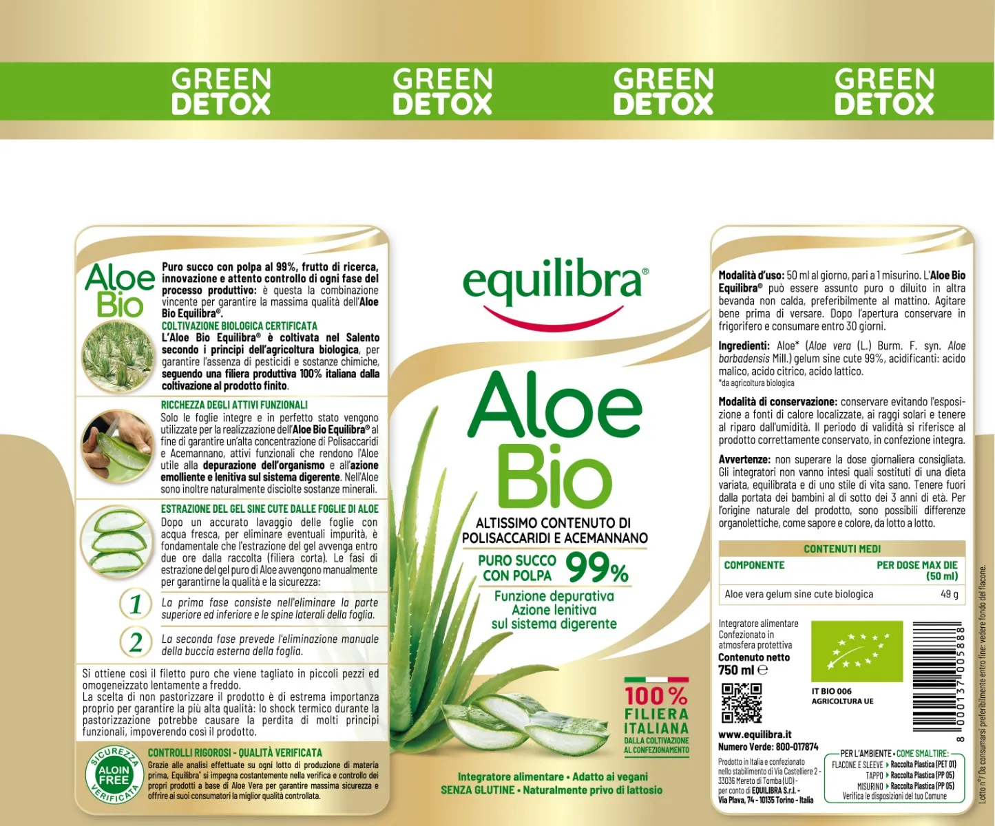 Equilibra Aloe Bio 750 Ml Succo con Polpa