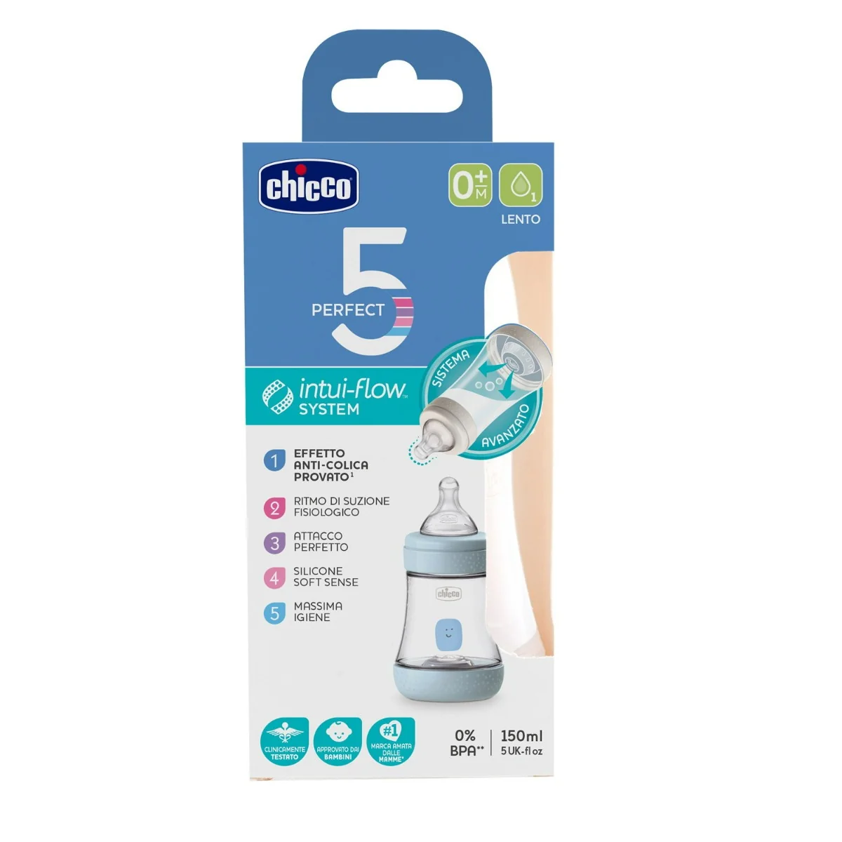 Chicco Biberon Perfect5 Azz 150Ml Sil 1Foro