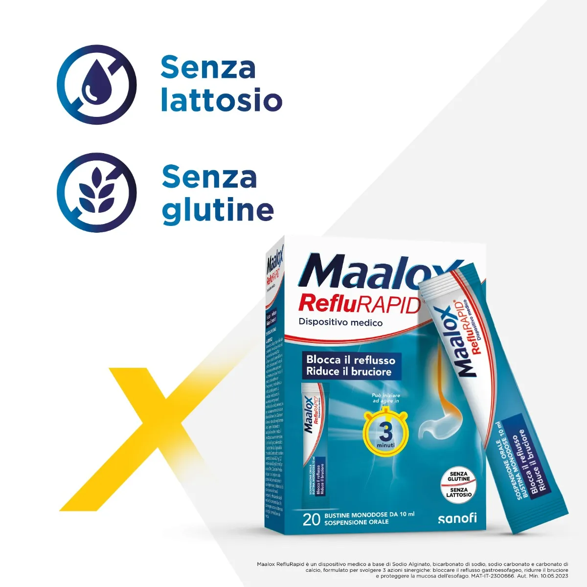 Maalox Reflurapid 20 Bustine Reflusso e Acidità