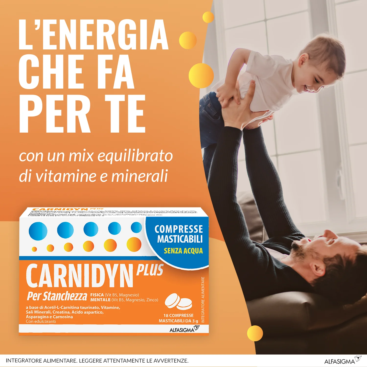 Carnidyn Plus 18 Compresse Masticabil Stanchezza Fisica e Mentale
