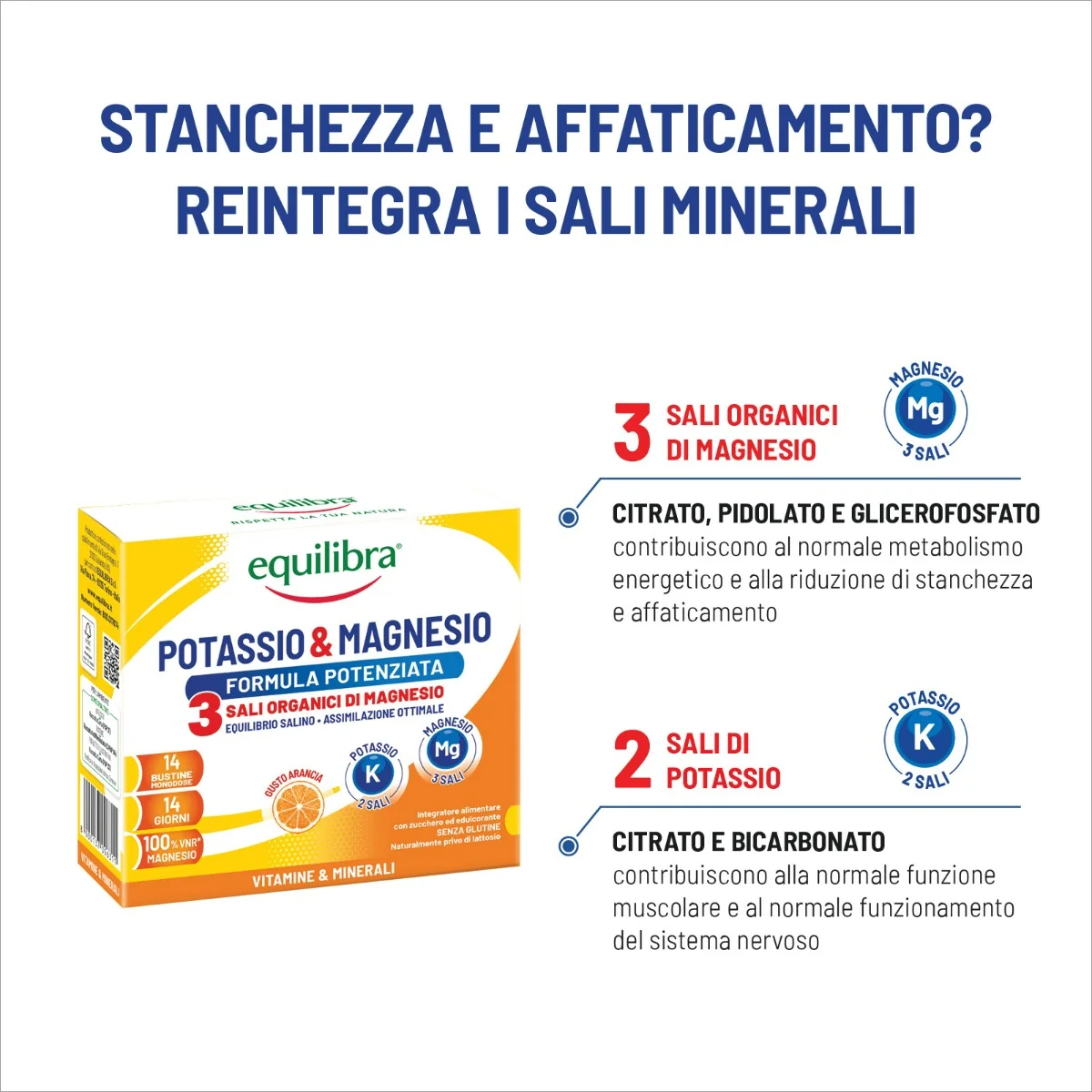 Potassio & Magnesio 3 14 Bustine Integratore di Sali Minerali