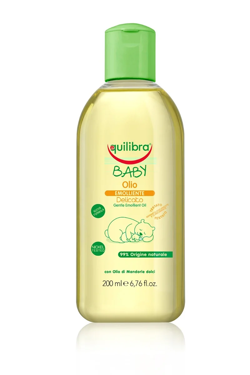 Equilibra Olio Naturale Emolliente Baby 200 Ml con Olio di Mandorle Dolci