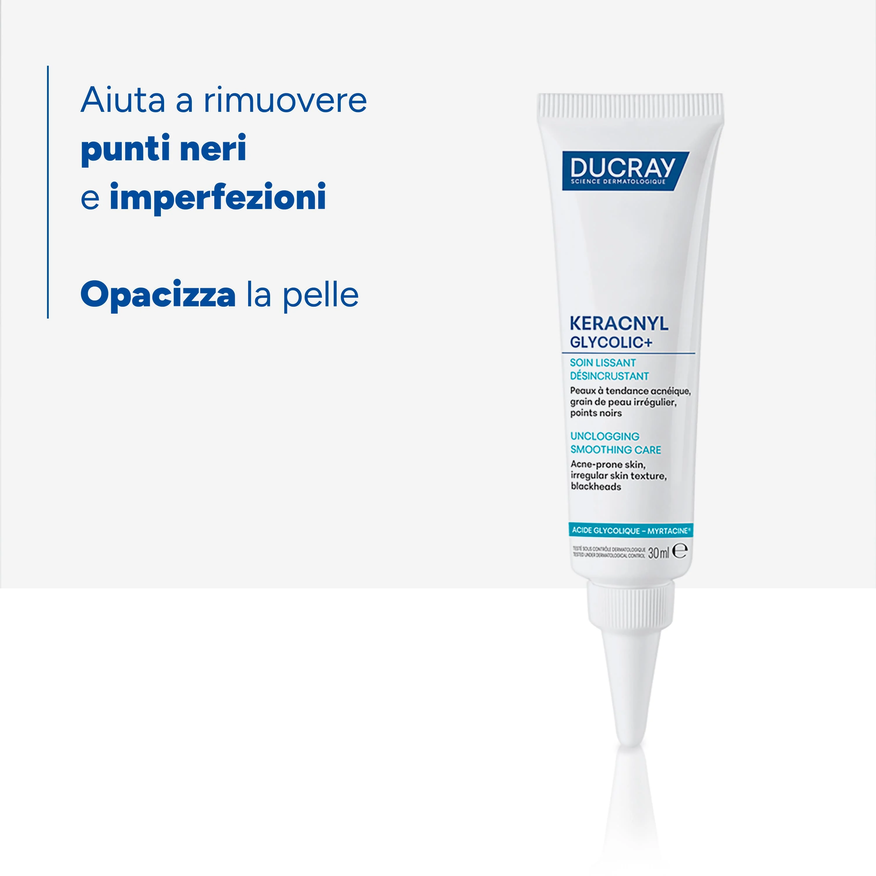 Ducray Keracnyl Glycolic+ Crema Purificante Per Pelle Grassa Con Imperfezioni 30 ml