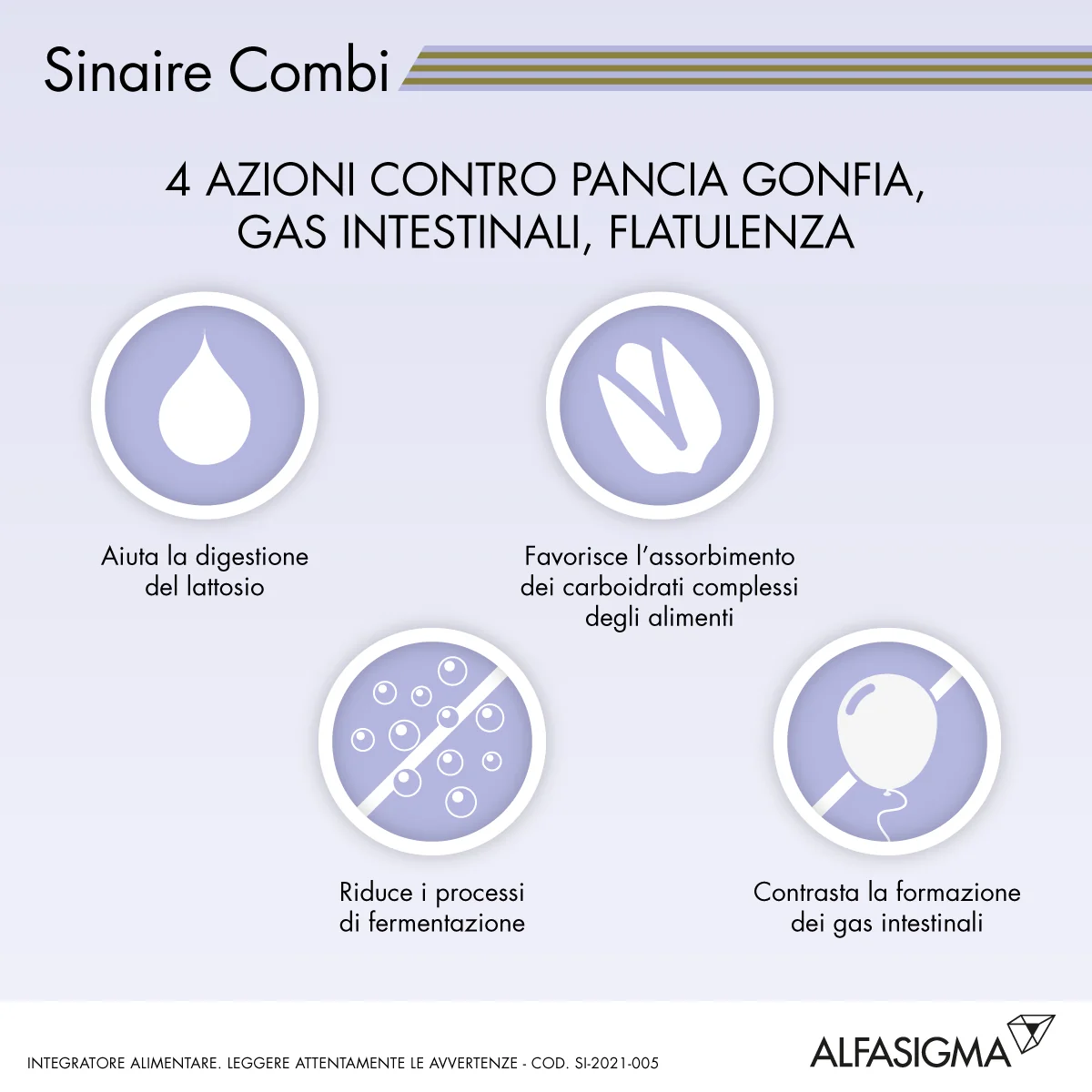 Sinaire Combi Integratore di Enzimi 30 Compresse Antifermentativo Intestinale