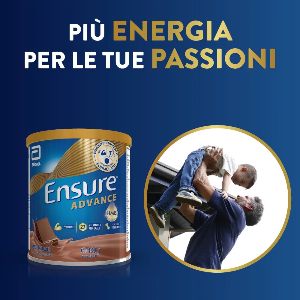 Ensure Advance  400 g Gusto Cioccolato Integratore Alimentare Proteico e Multivitaminico con HMB Formato polvere