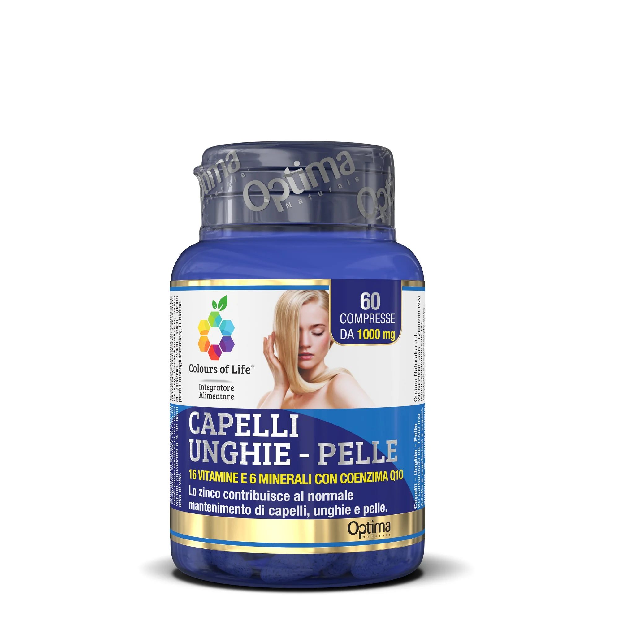 Optima Colours of Life Capelli Unghie Pelle 60 Compresse Con 16 vitamine e 6 minerali