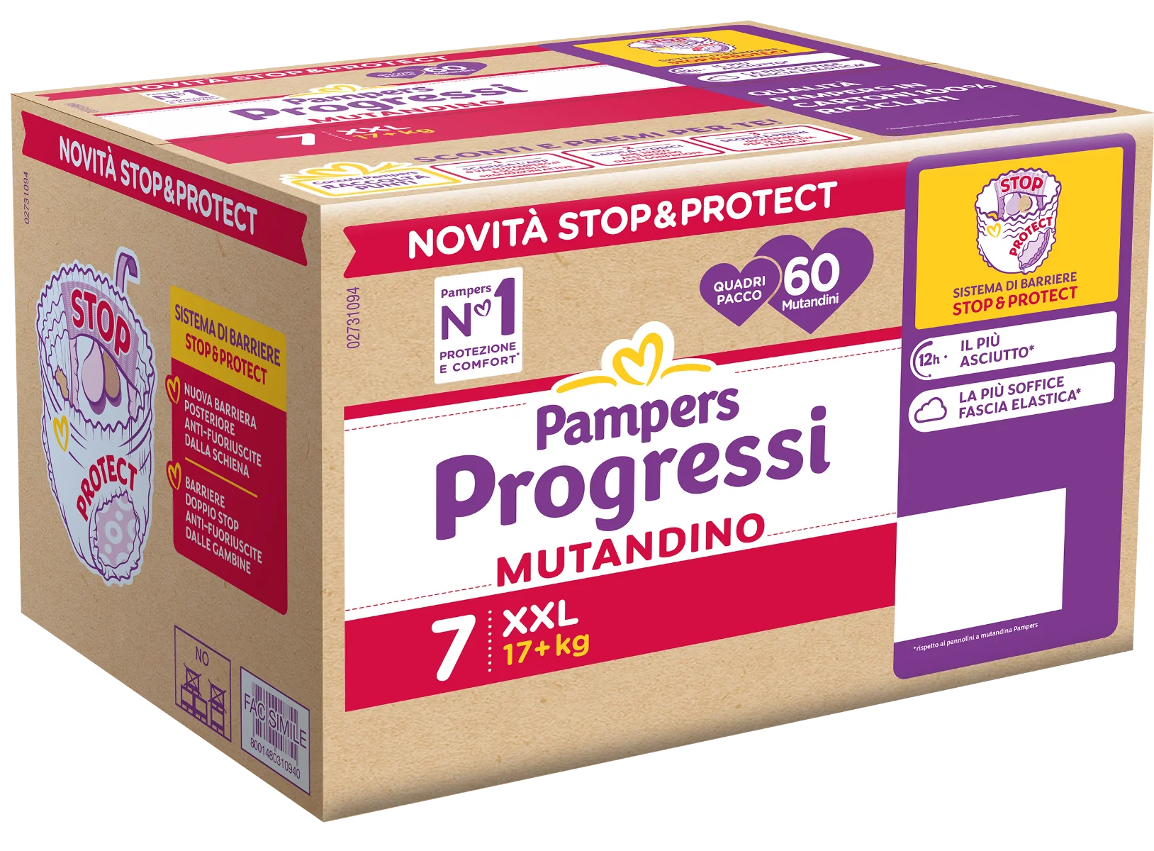 Pampers Progressi Mutandino XXL 60 Pezzi Nuova Formula