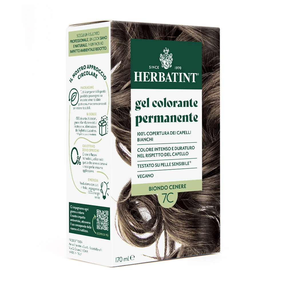 Herbatint Gel Colorante Permanente 7C Biondo Cenere 170 Ml Colore Intenso e Duraturo