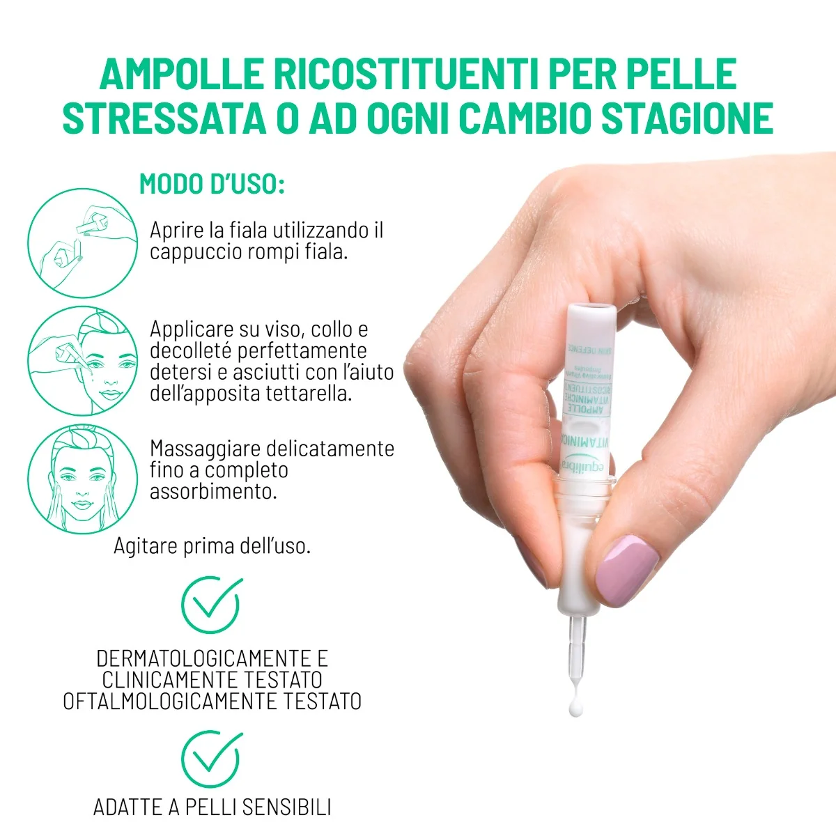 Equilibra Viso Ampolle Vitaminiche Ricostituenti 7x2,5 Ml Benessere della Pelle del Viso