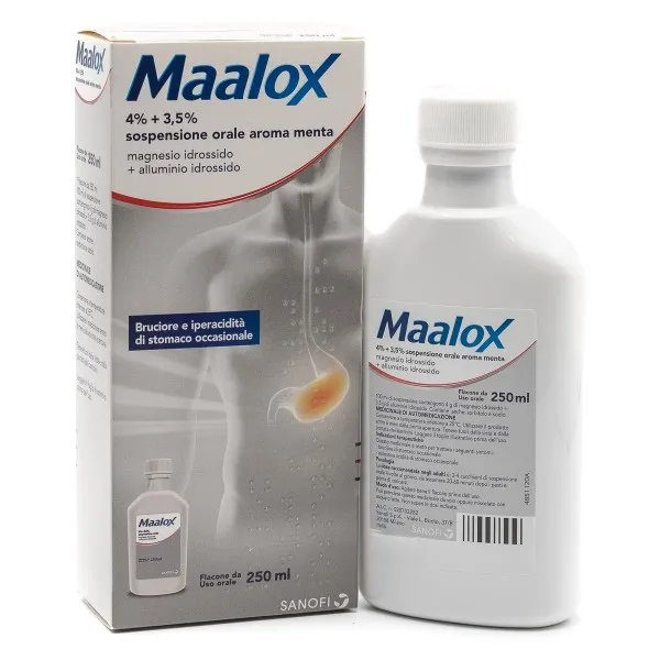Maalox Soluzione Orale Sospensione 250 ml 4+3,5% Aroma Menta