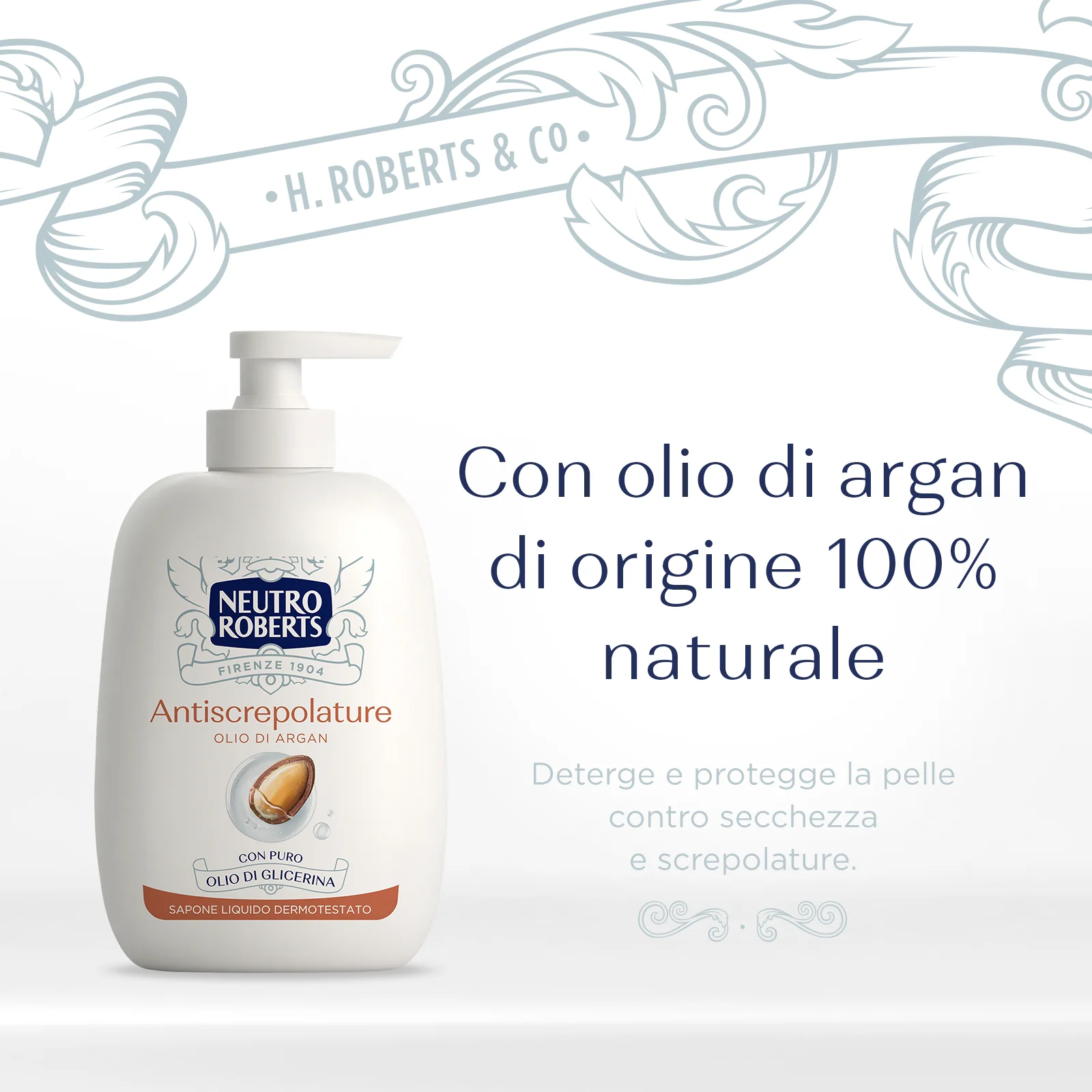 Neutro Roberts Sapone Antiscrepolature 200 ml Con Olio di Argan 100% di Origine Naturale