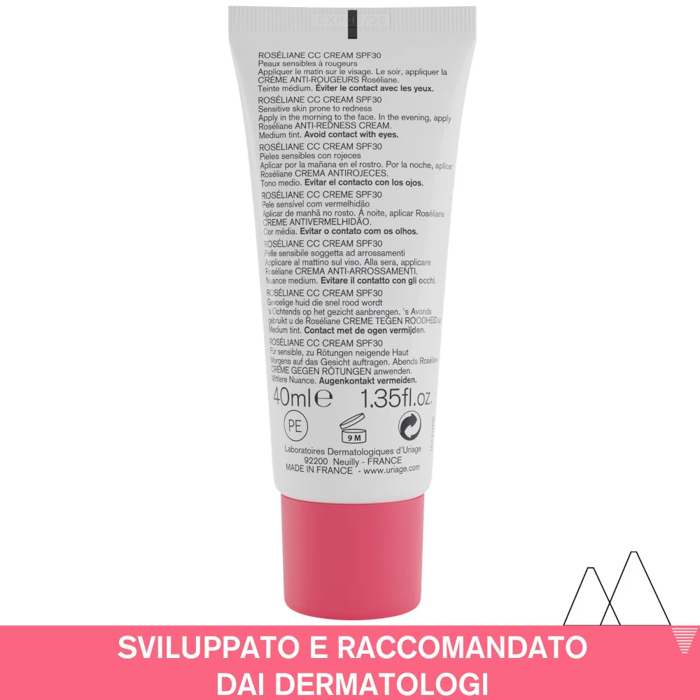 Uriage Rosèliane CC Crema SPF 30 Uniformante Viso 40 ml Rende Omogeneo il Colorito