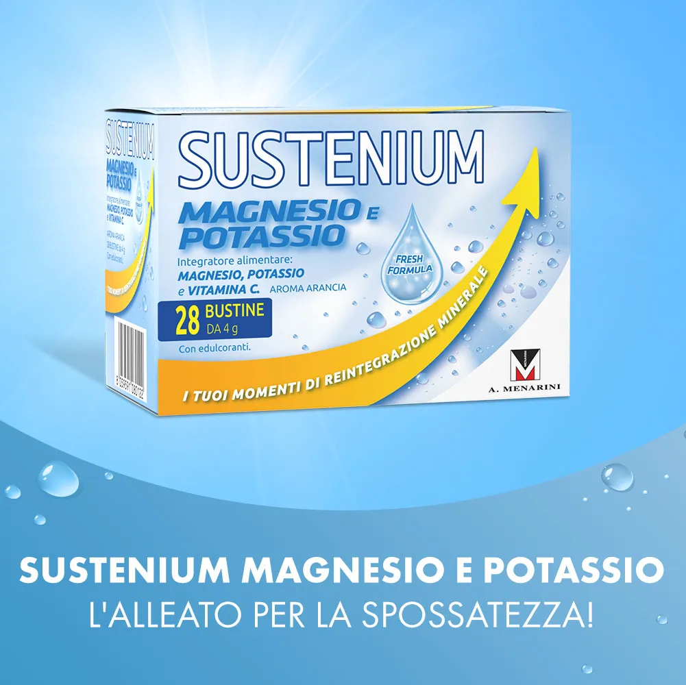 Sustenium Magnesio e Potassio 28 Bustine Contro Stanchezza e Affaticamento