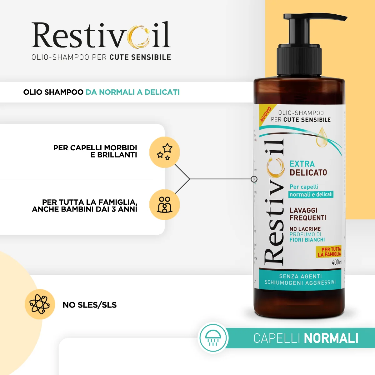 RestivOil Extra Delicato 400 ml Shampoo per Lavaggi Frequenti