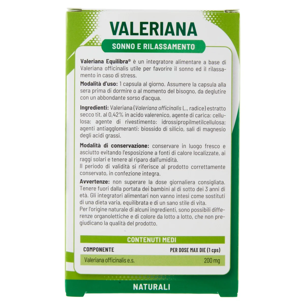 Equilibra Valeriana 30 Capsule Integratore per sonno e relax