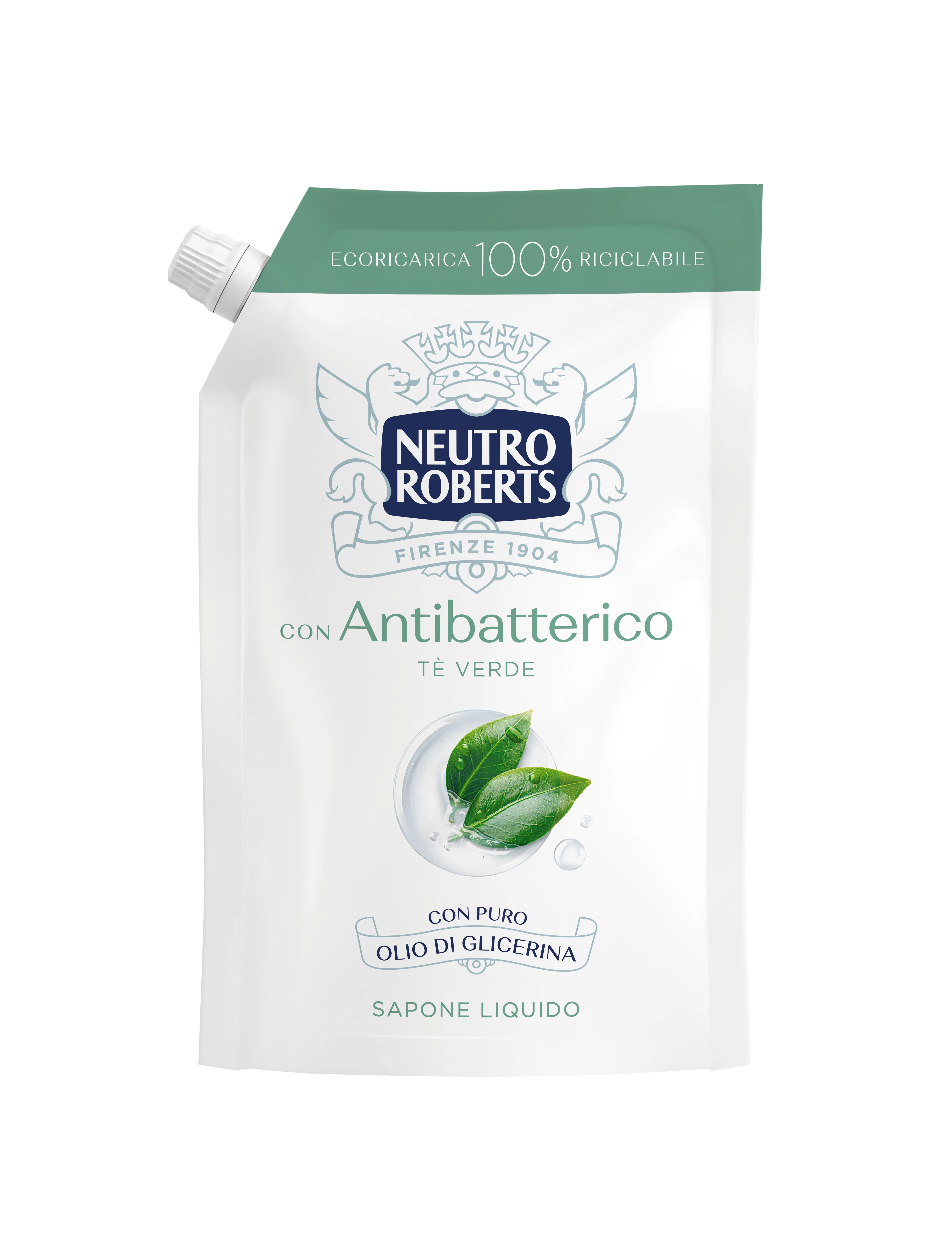 Neutro Roberts Sapone Liquido Antibatterico 400 ml Con Tè Verde 100% di Origine Naturale