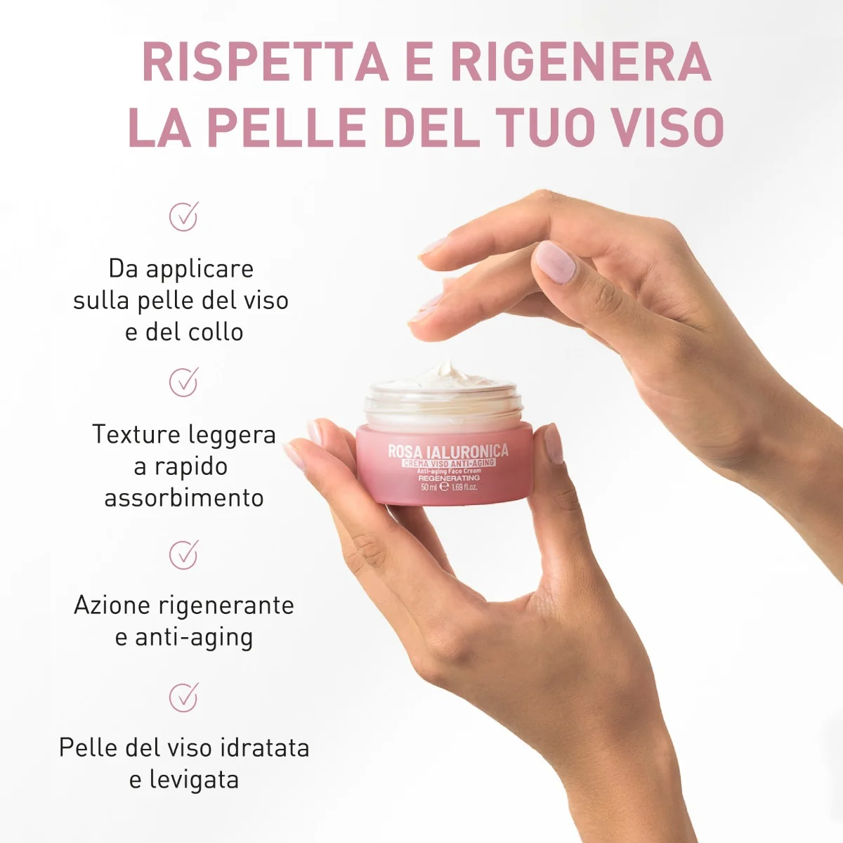 Equilibra Rosa Ialuronica Crema Viso Anti-Aging 50 Ml Crema Antietà