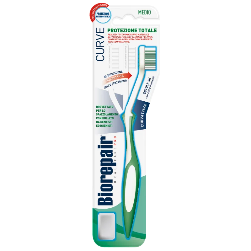 Biorepair CURVE Spazzolino Protezione Totale Igiene orale quotidiana setole medie