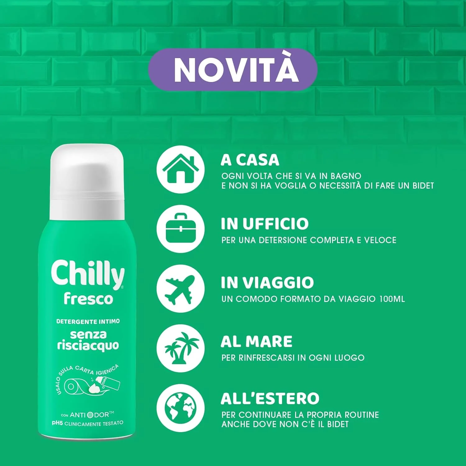 Chilly Detergente No Rinse Fresco 100 ml Senza risciacquo