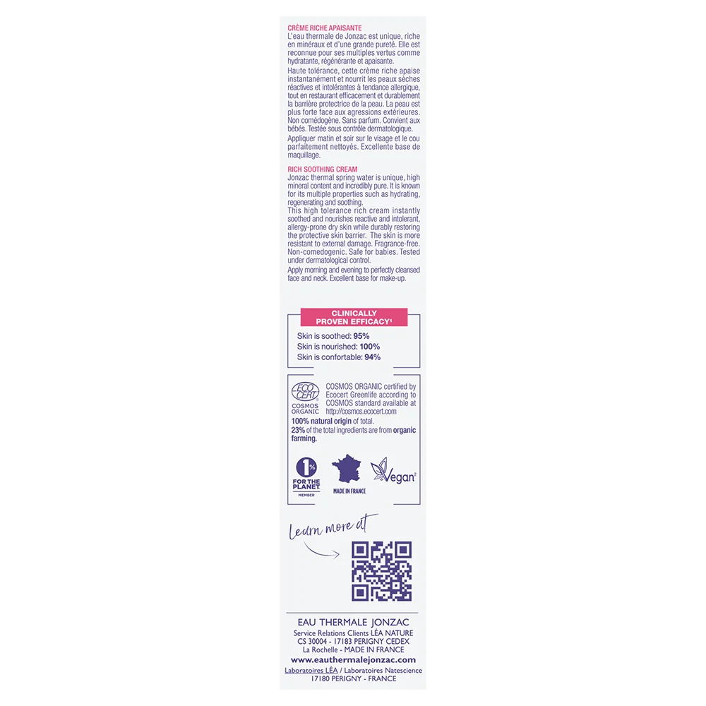 Jonzac Crema Ricca Alta Tolleranza Reactive 40 Ml Pelli Intolleranti a Tendenza Allergica