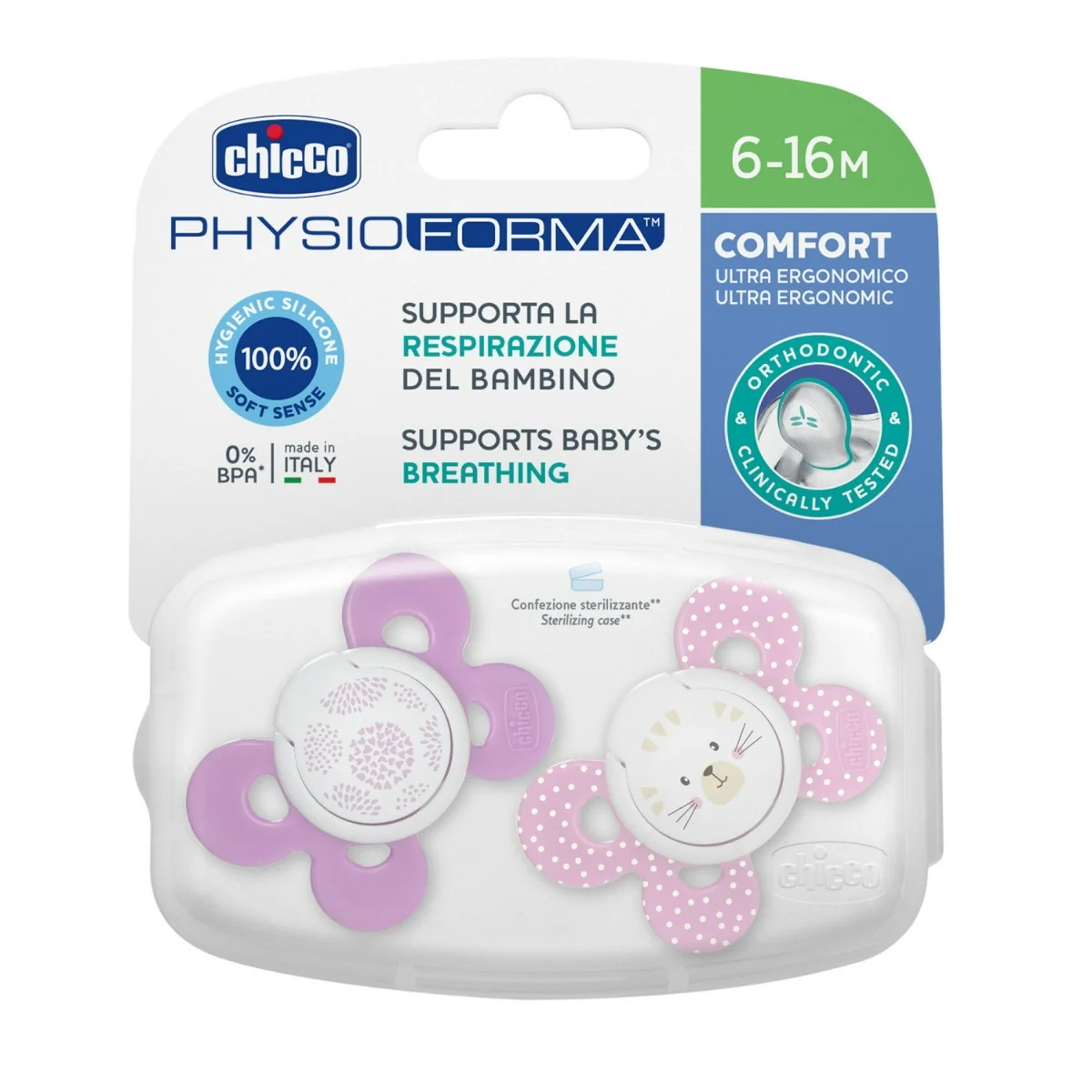 Chicco Succhietto Comfort Girl Silicone 2 Pezzi 6-16 mesi