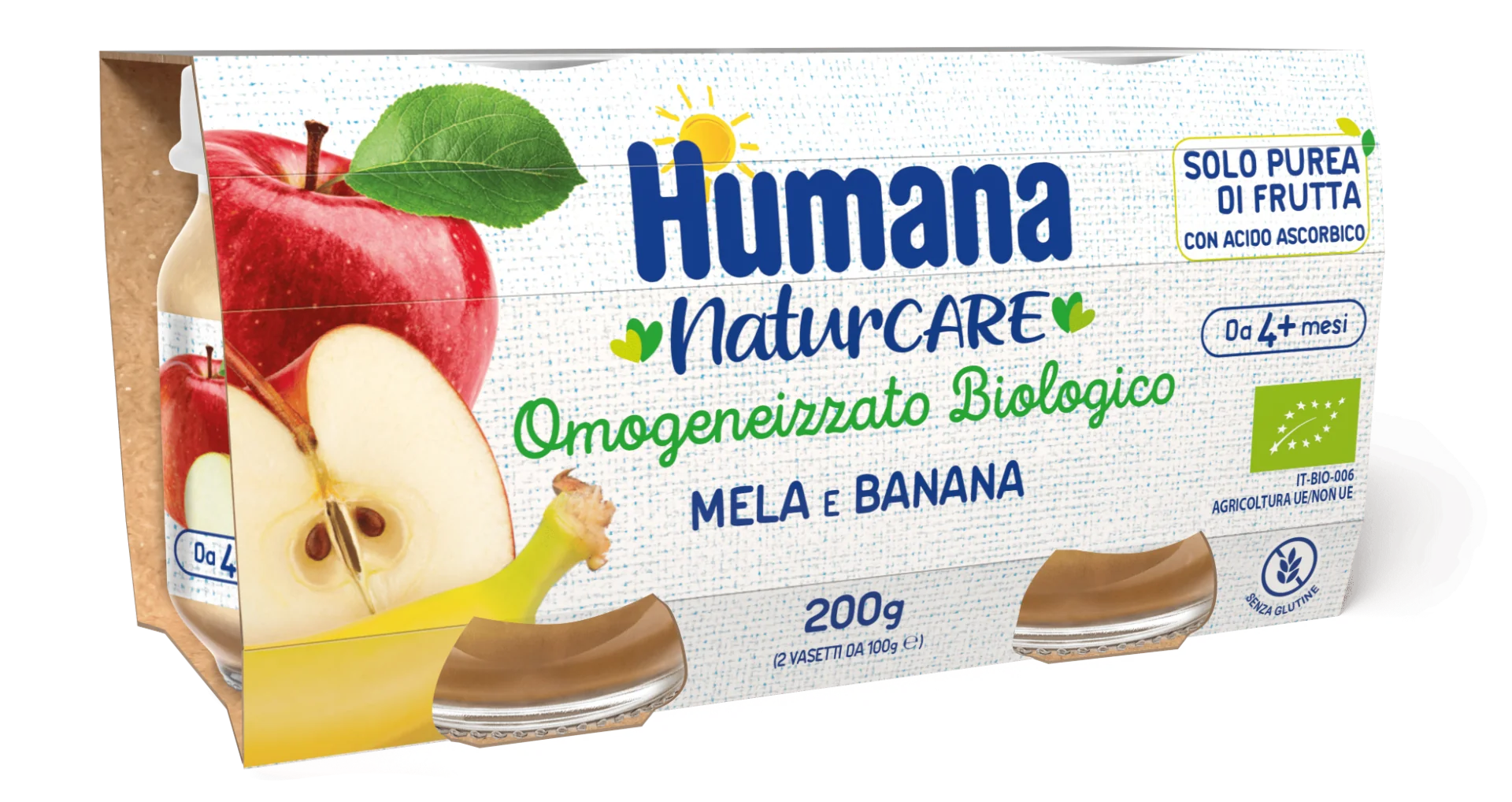 Humana Omogeneizzato Mela Banana 2x100 g Agricoltura biologica