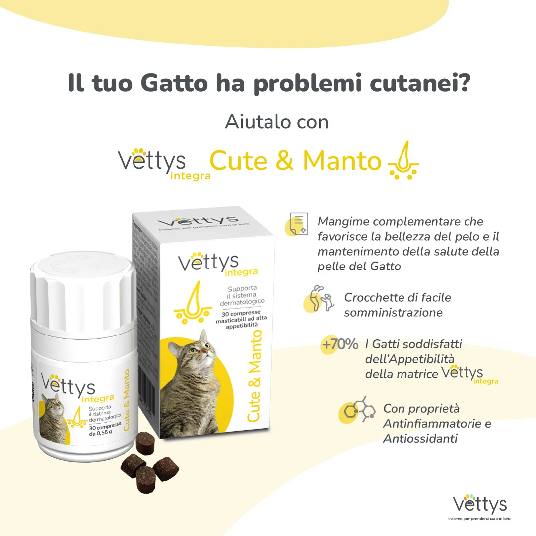 Vettys Integra Cute&Manto Gatto 30 Compresse Benessere del Pelo