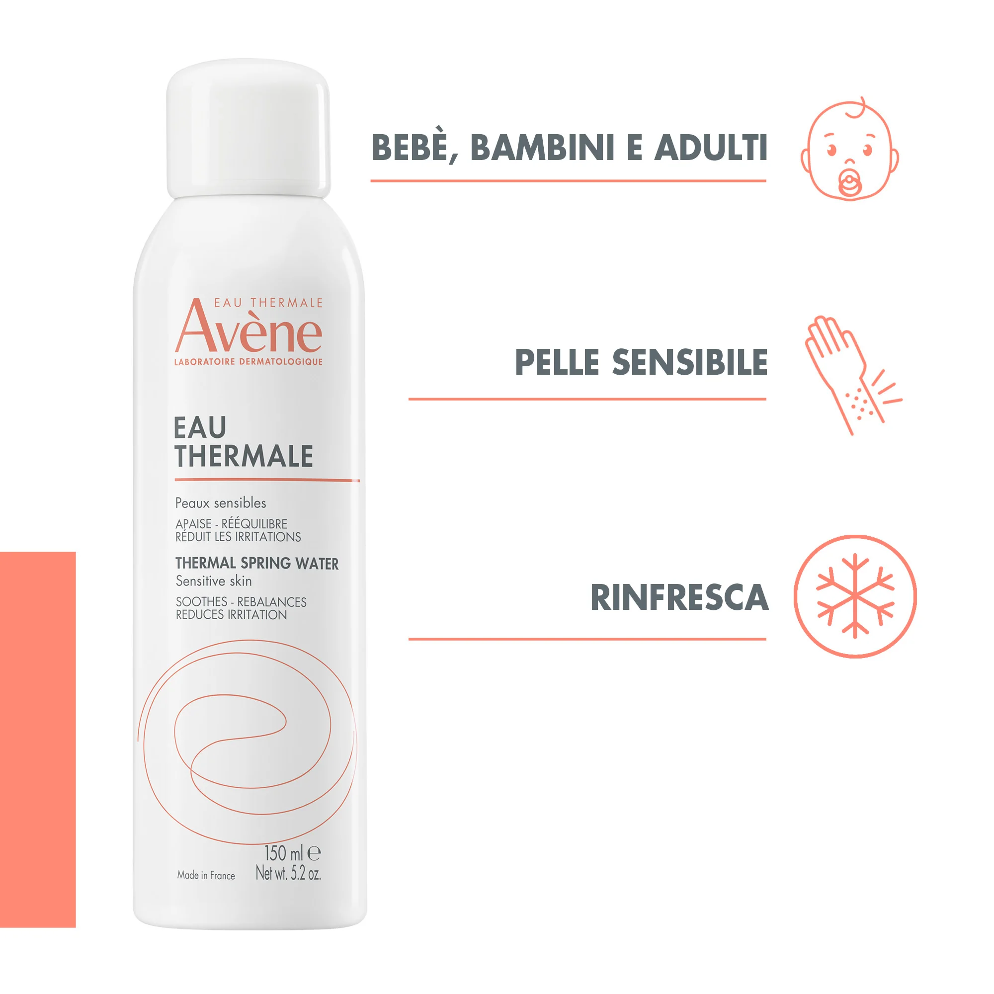 Eau Thermale Avène Acqua Termale Avène Spray Lenitiva e Rinfrescante 300 ml Pelle Sensibile, Intollerante o Allergica
