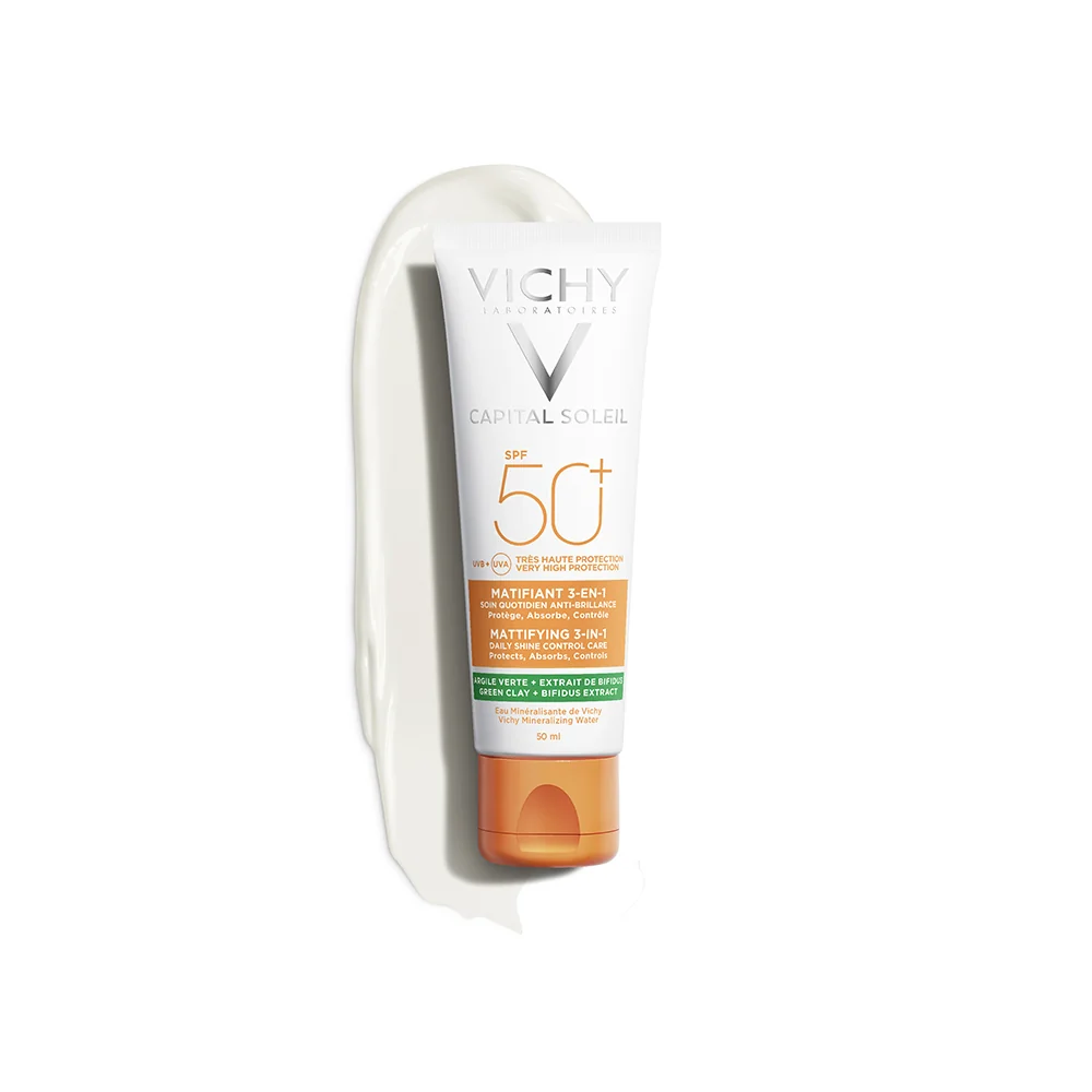 Vichy Capital Soleil Trattamento Opacizzante 3 in 1 SPF50+, 50 Ml Effetto mat
