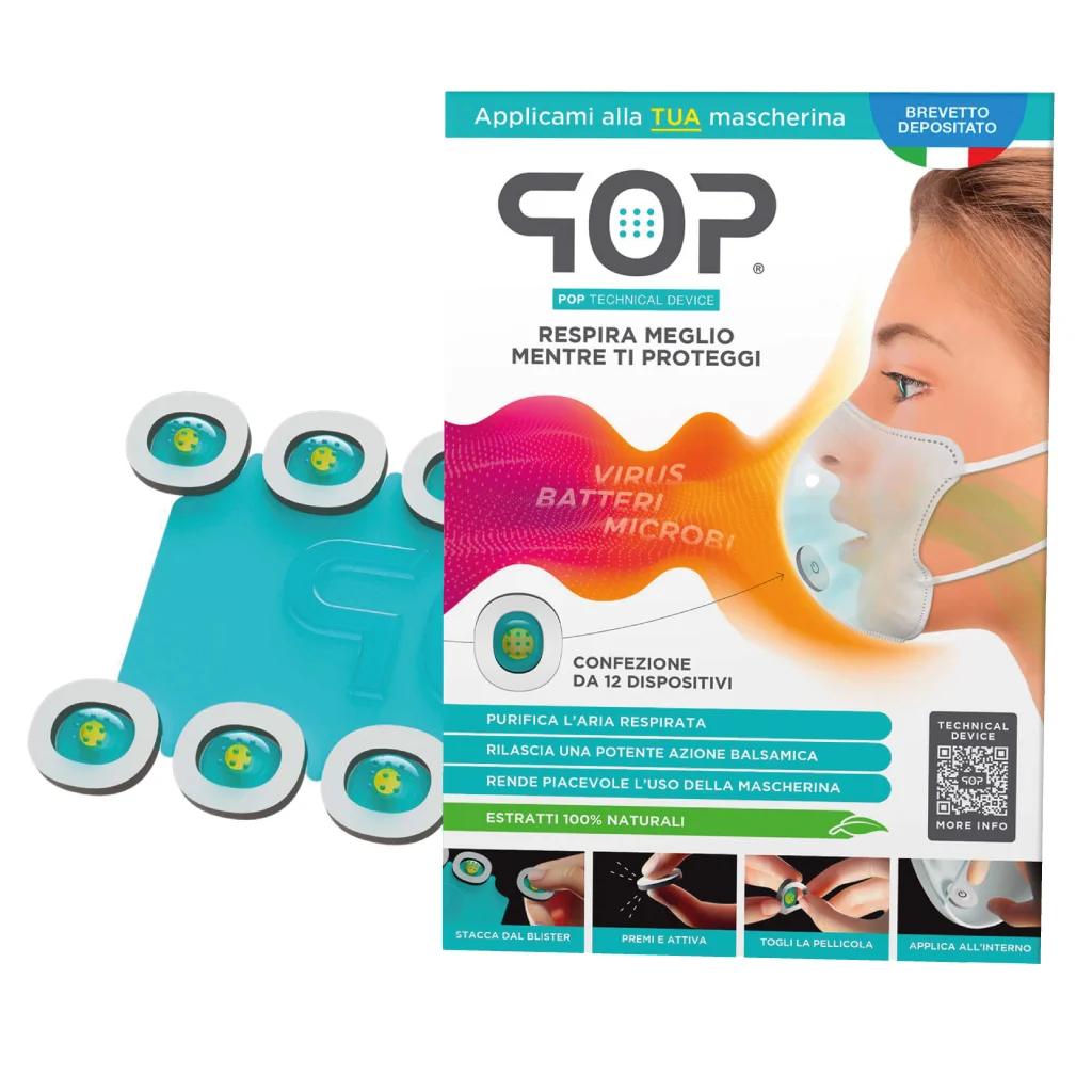 Pop Technical Device 12 Dispositivi Adesivi Profuma e Purifica Mascherina