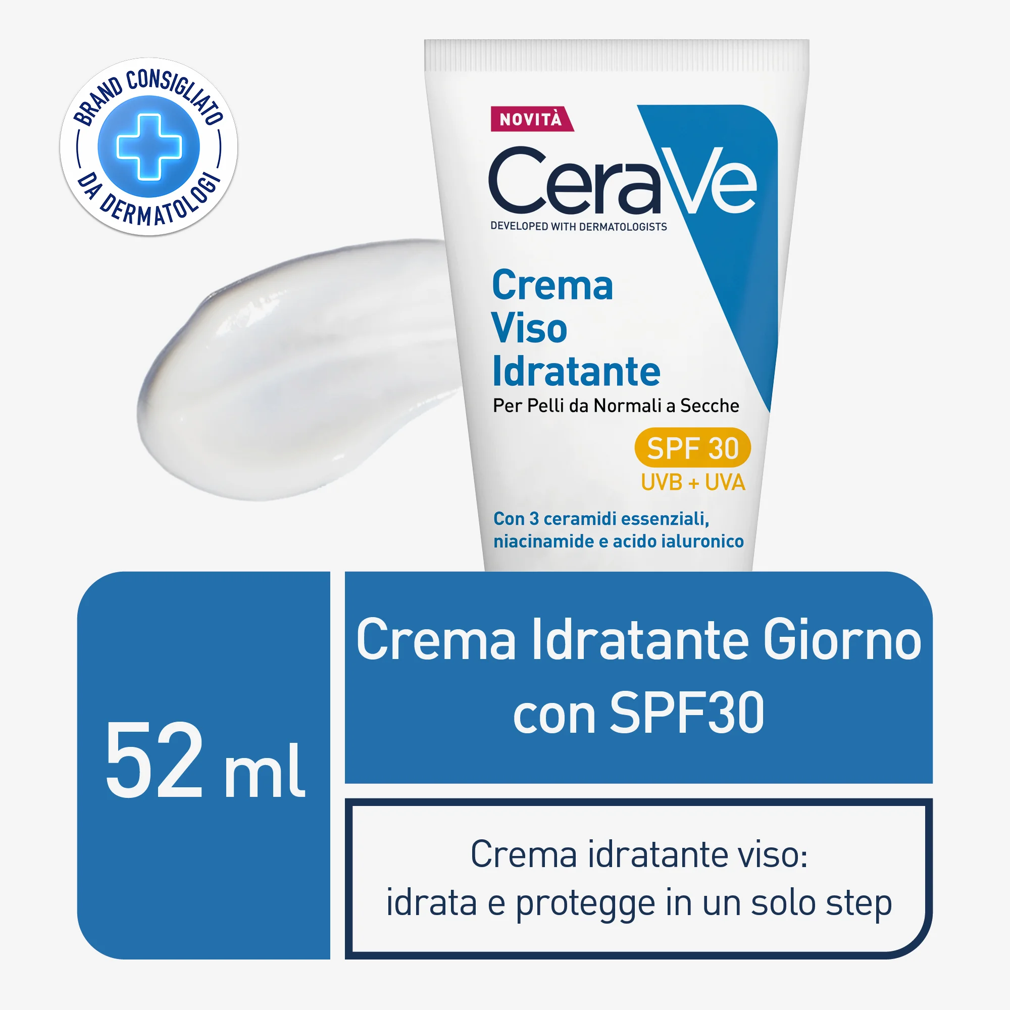 Cerave Crema Viso SPF30, 50 Ml Protezione solare