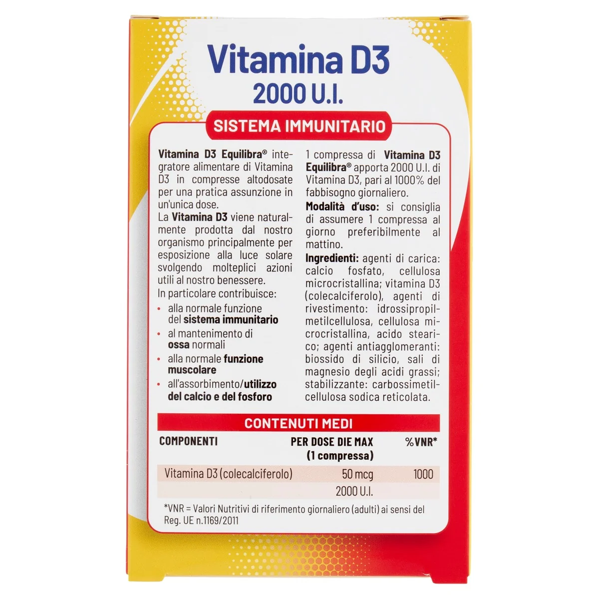 Equilibra Vitamina D3 2000 U.I. 30 Compresse Integratore per Sistema Immunitario