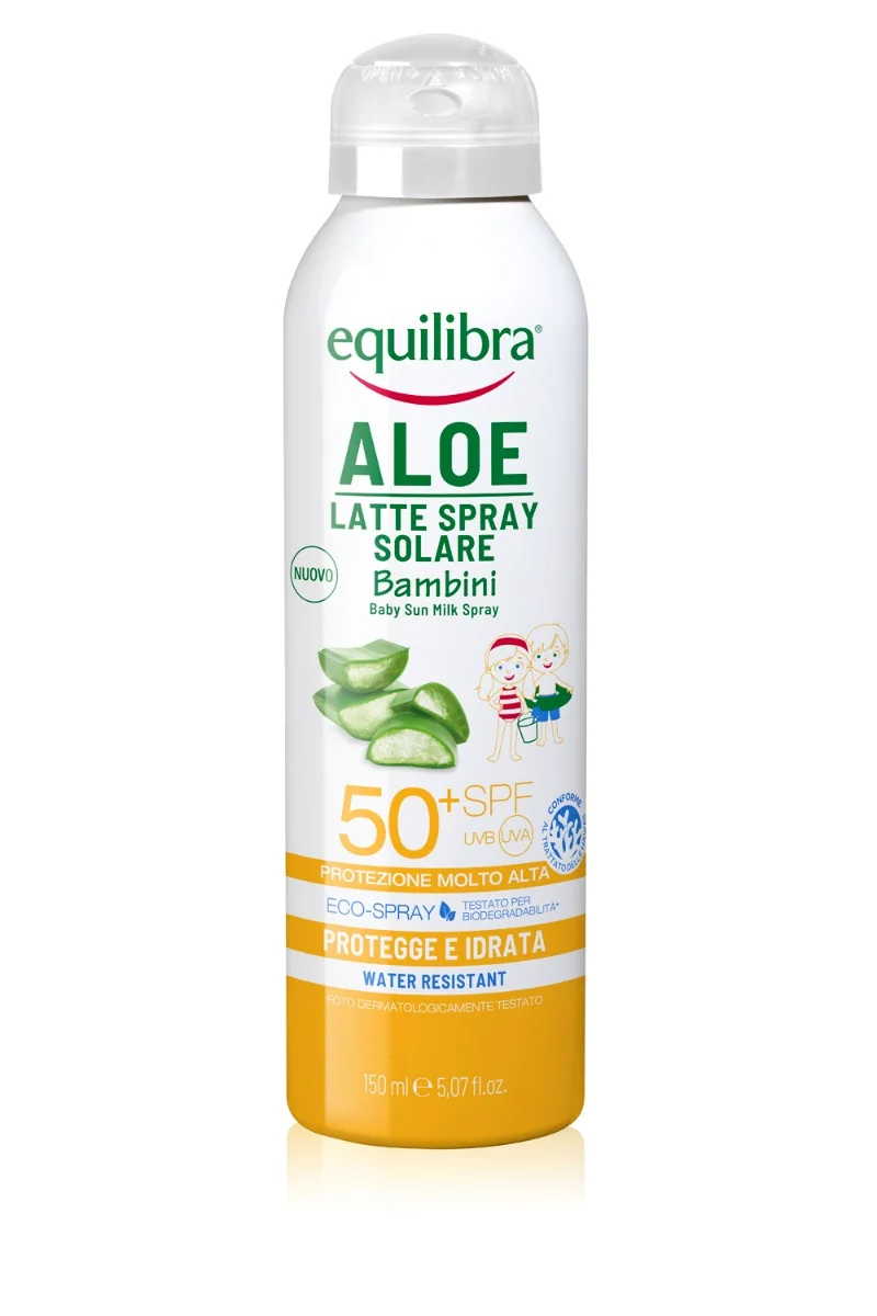 Equilibra Aloe Latte Spray Solare Bimbo 50+ 150 ml Protezione Bambini