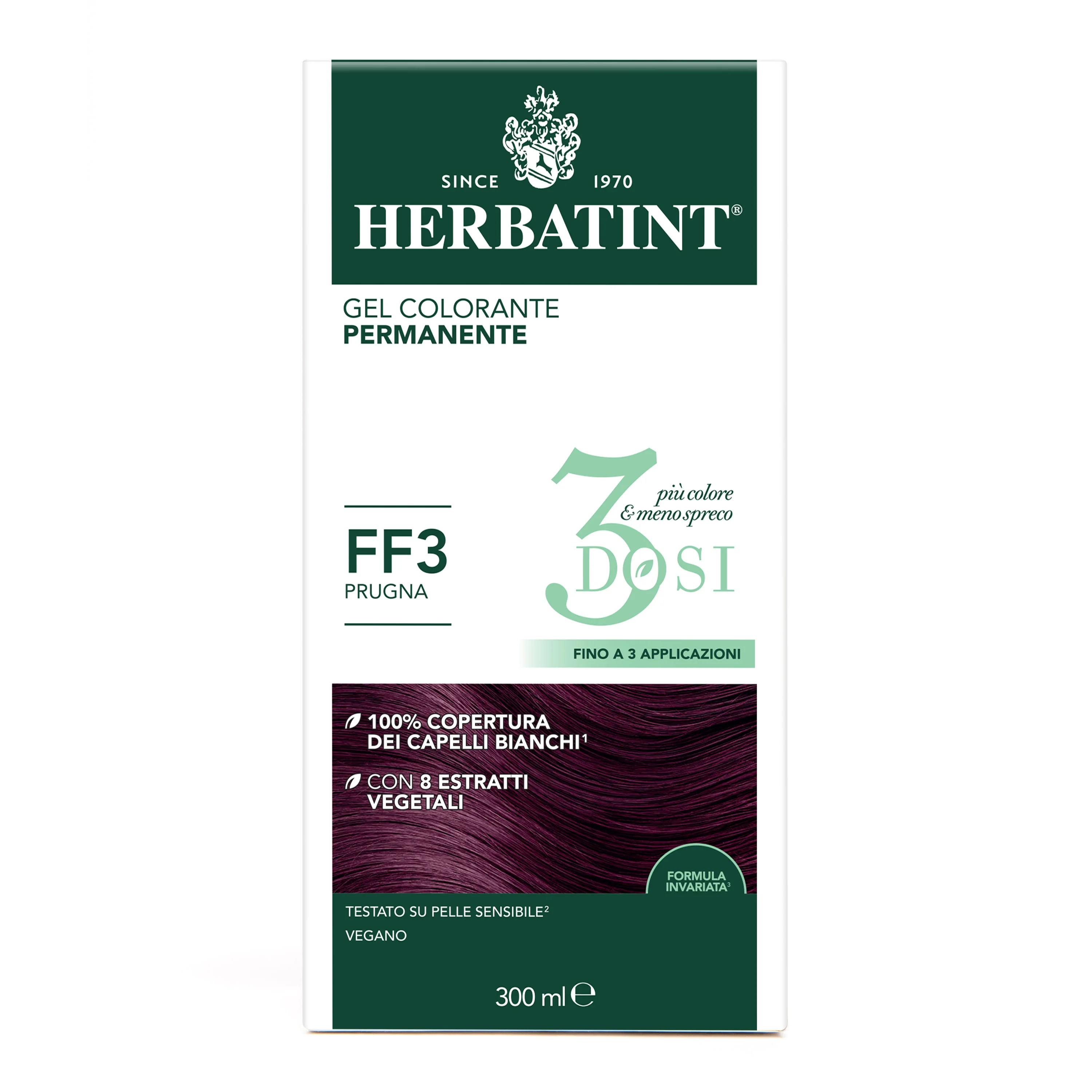 Herbatint Gel Colorante Permanente 3Dosi Ff3 300 Ml 100% Copertura Capelli Bianchi