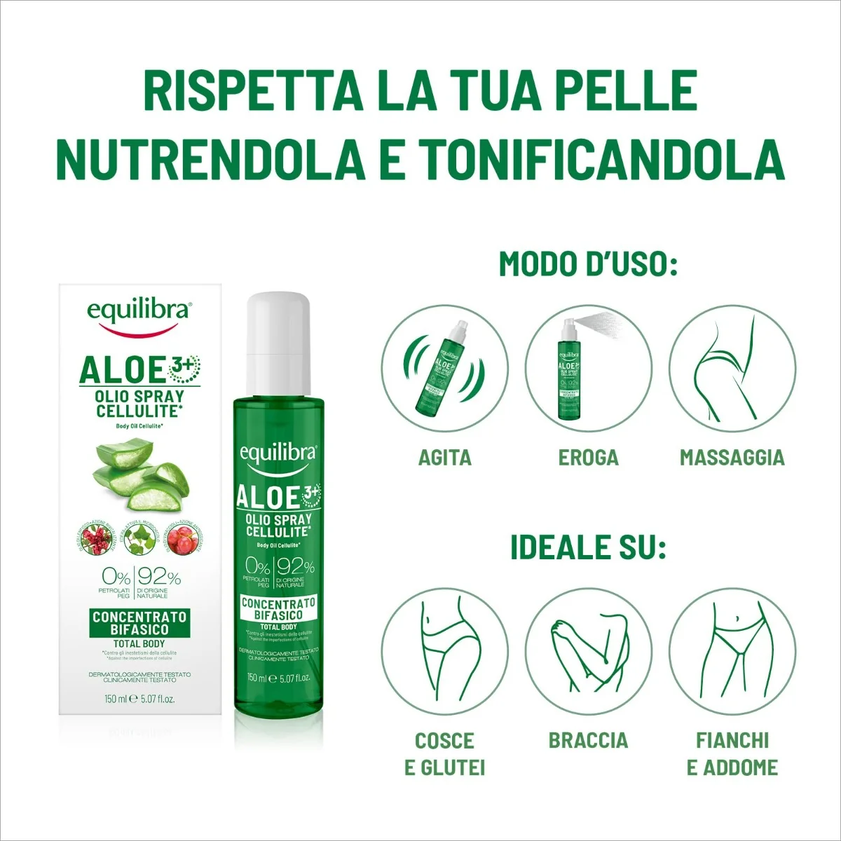 Equilibra Aloe Olio Corpo Cellulite 150 Ml Azione Anti Cellulite