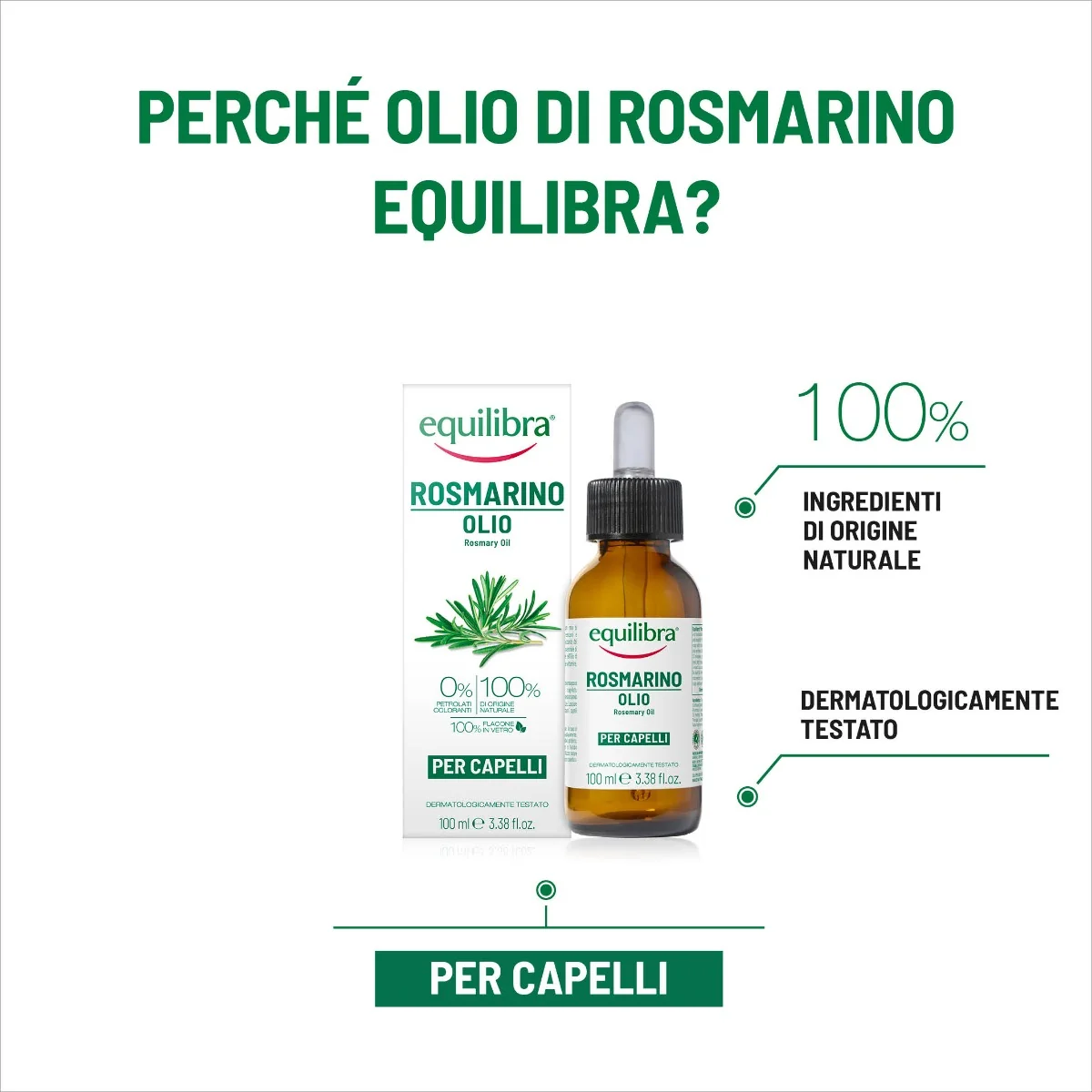Equilibra Olio Rosmarino Capelli 100 Ml Rinforzante e nutriente