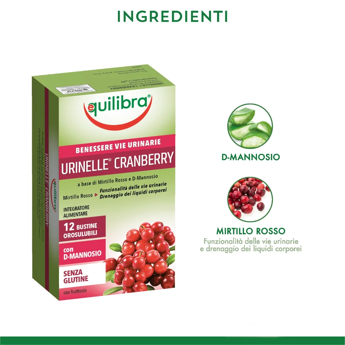 Equilibra Urinelle Cranberry 12 Bustine Orosolubili Prevenzione Cistite