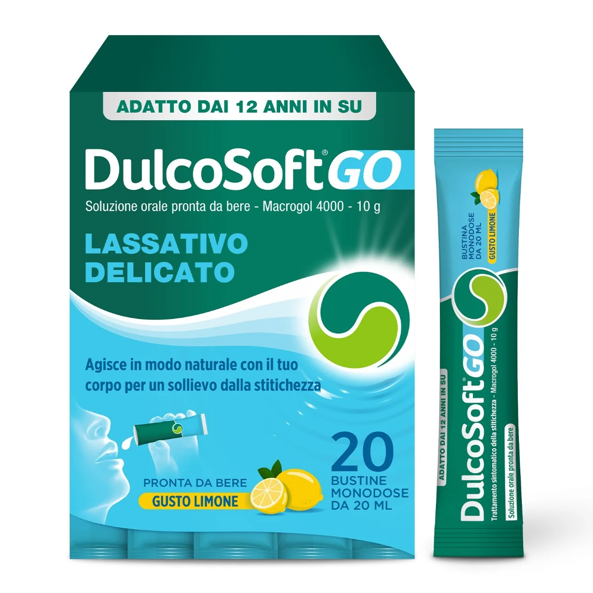 Dulcosoft Go Gusto Limone 20 Bustine Da 20 Ml