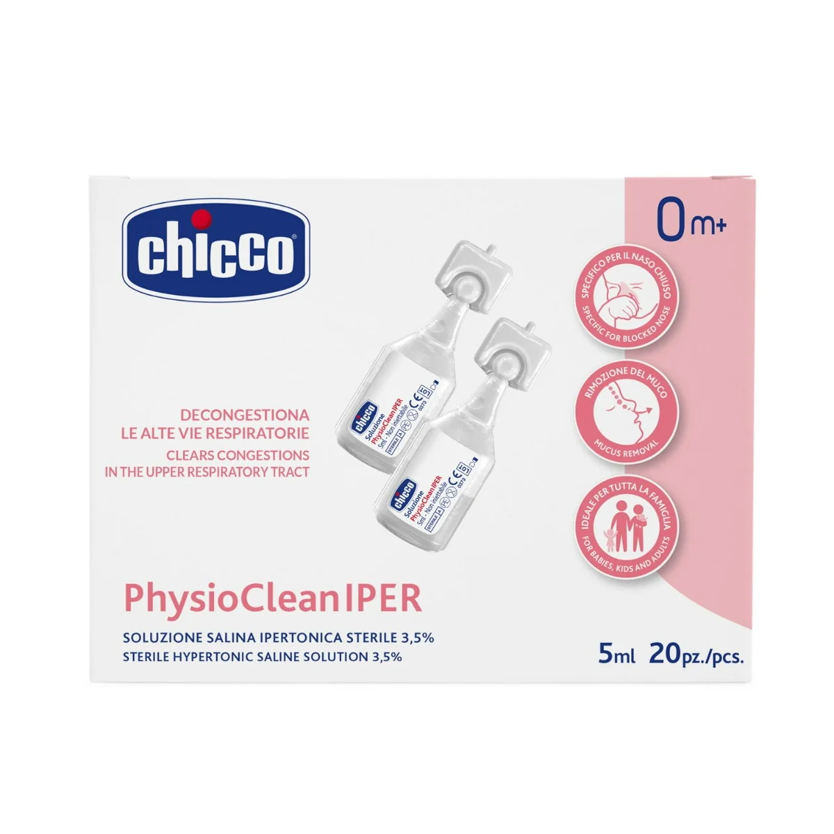 Chicco Physioclean Soluzione Ipertonica 20  Pezzi 5Ml 5 ml 20 Pezzi