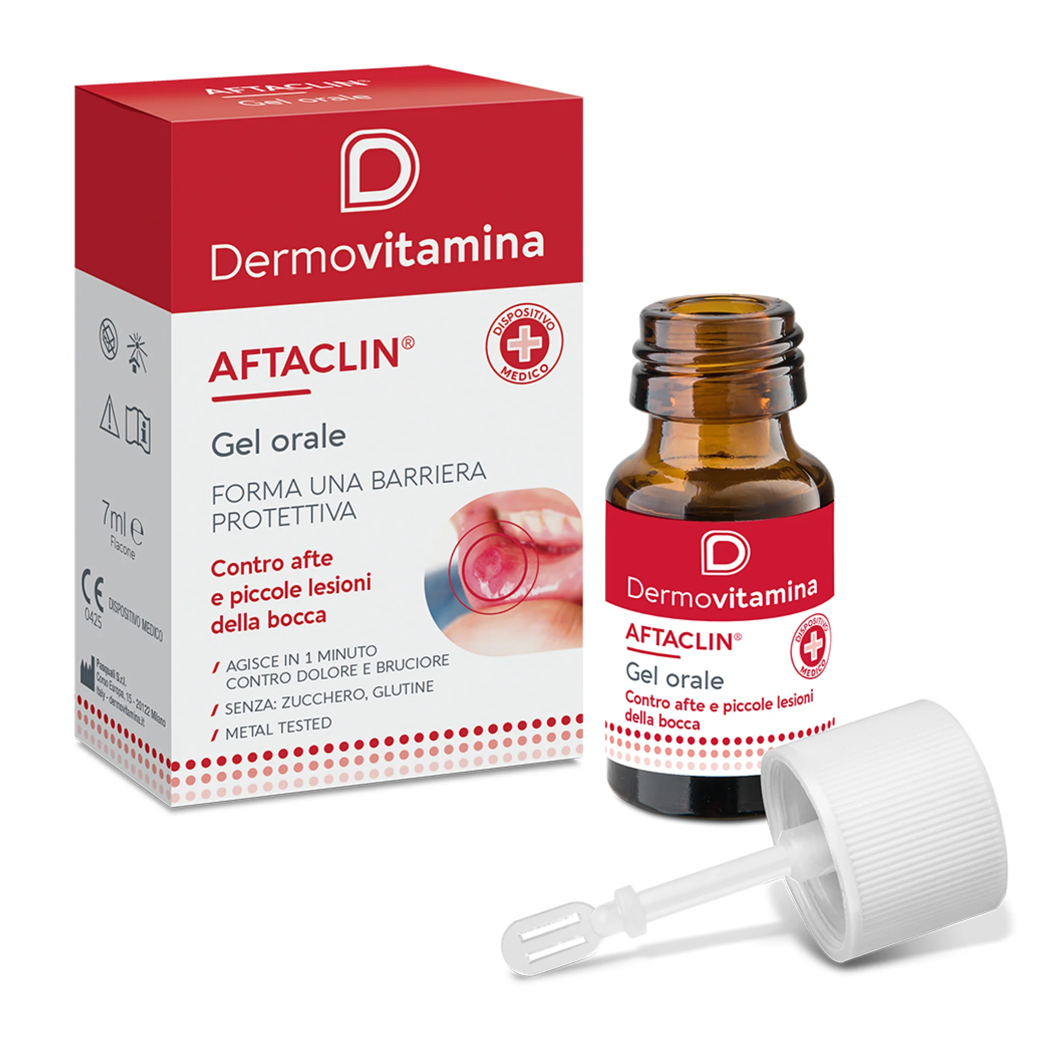Dermovitamina Aftaclin Gel Orale Antiafte 7 ml Contro Dolore e Bruciore