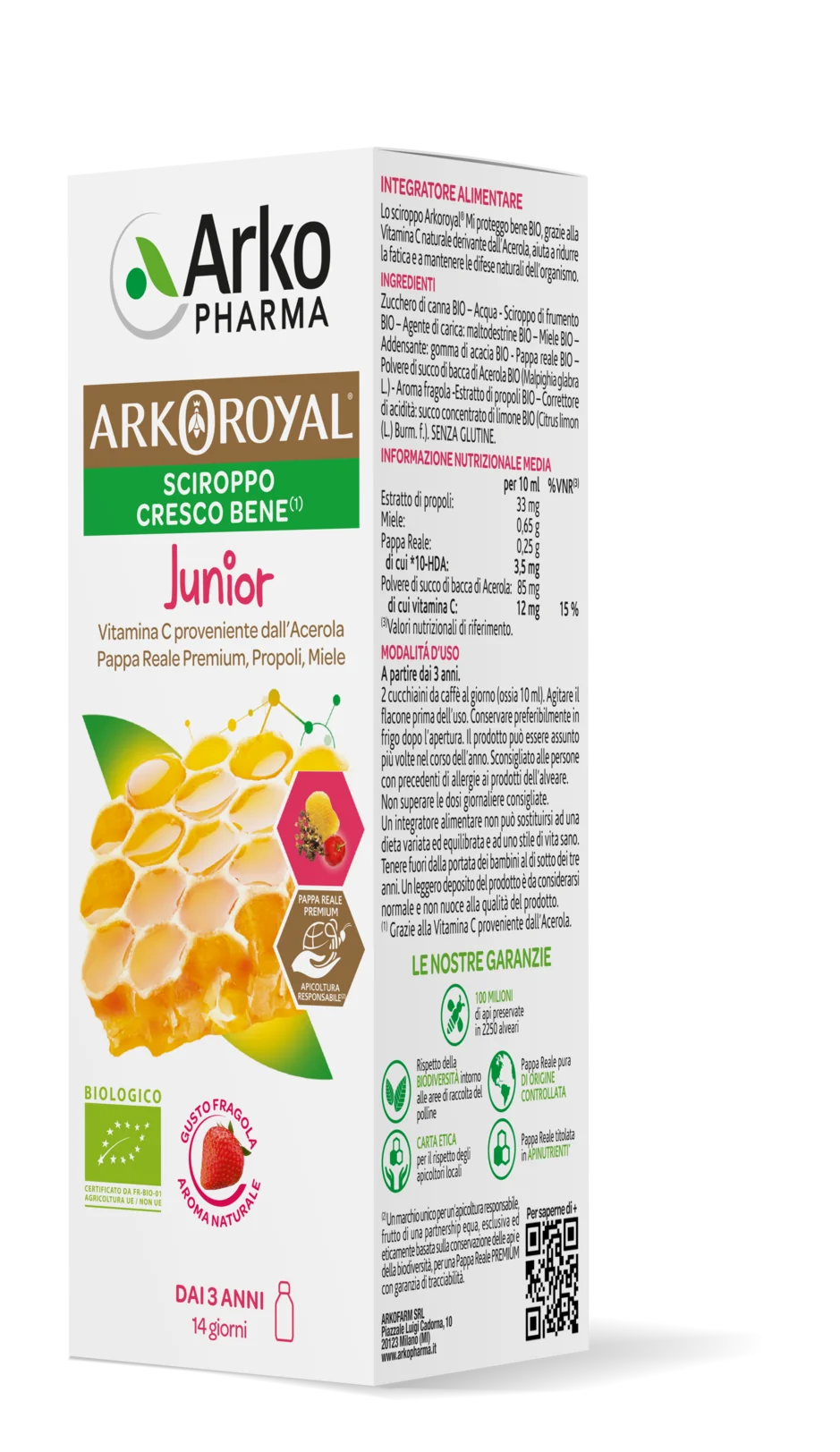 Arkopharma Arkoroyal Cresco Bene Kid Concentrato Fluido 150 ml Integratore per Appetito Bambini