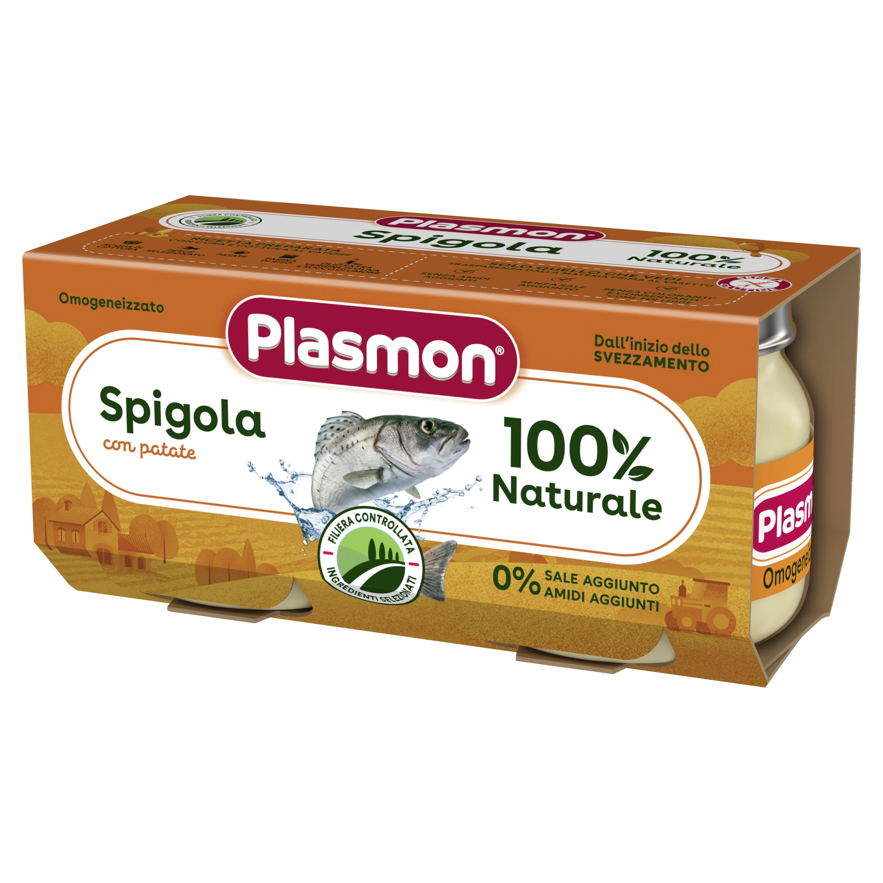 Plasmon Omogeneizzato Spigola/Branzino 80 gx2P Alimento per Infanzia