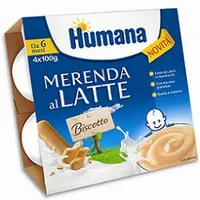 Humana Merenda al Latte Gusto Biscotto 4x100 g