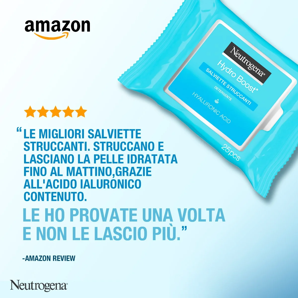Neutrogena Hydro Boost 25 Salviette Struccanti Salviettine Struccanti per Trucco Waterproof