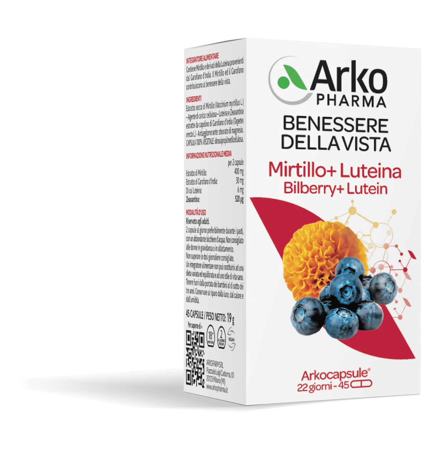 Arkopharma Mirtillo E Luteina 45 Capsule Benessere degli Occhi