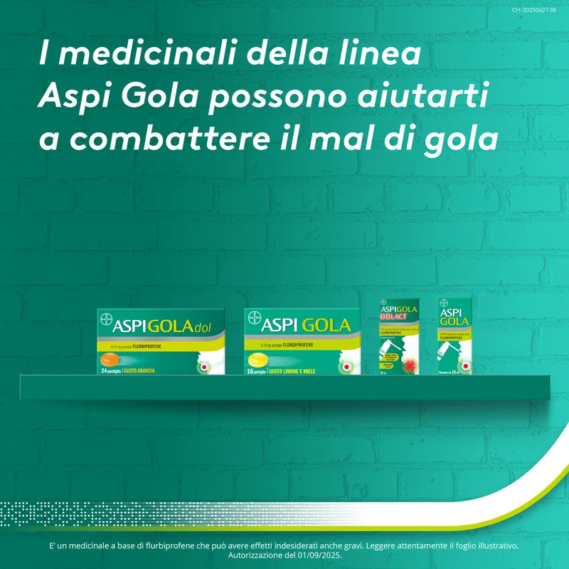 Aspi Gola Antinfiammatorio 24 caramelle Miele-Limone Mal di Gola